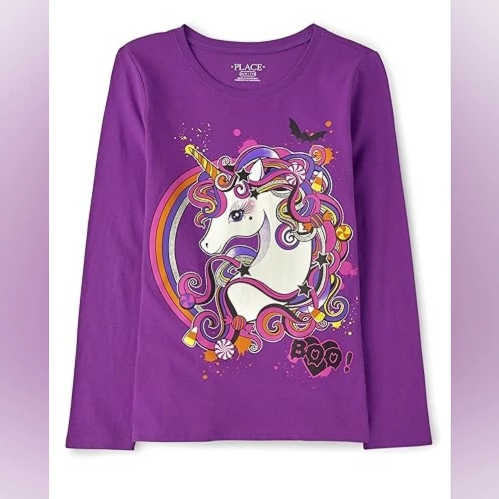 NWT The Children's Place Purple Unicorn Long Sleeve Tee